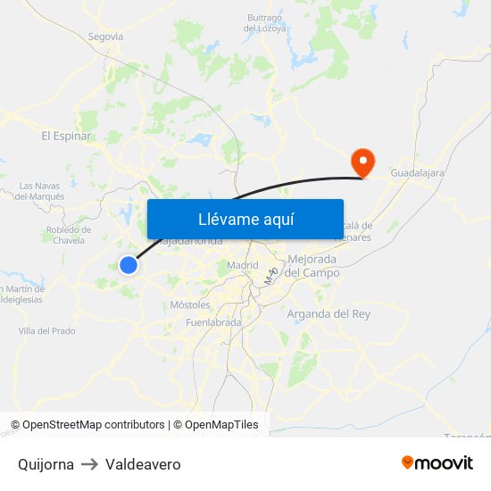 Quijorna to Valdeavero map