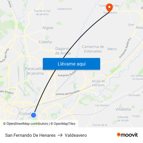 San Fernando De Henares to Valdeavero map