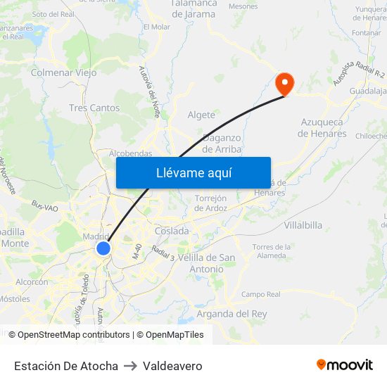 Estación De Atocha to Valdeavero map