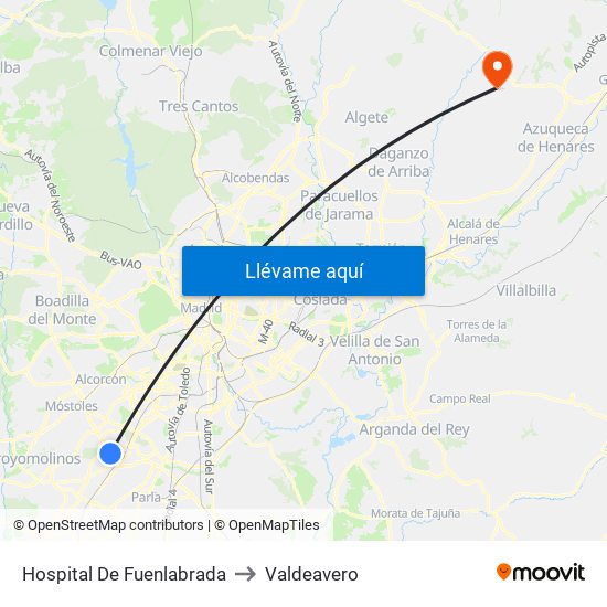 Hospital De Fuenlabrada to Valdeavero map