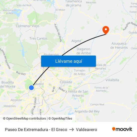 Paseo De Extremadura - El Greco to Valdeavero map