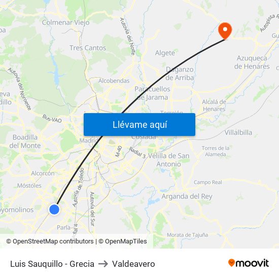 Luis Sauquillo - Grecia to Valdeavero map