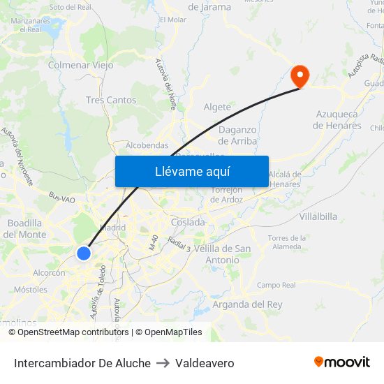 Intercambiador De Aluche to Valdeavero map