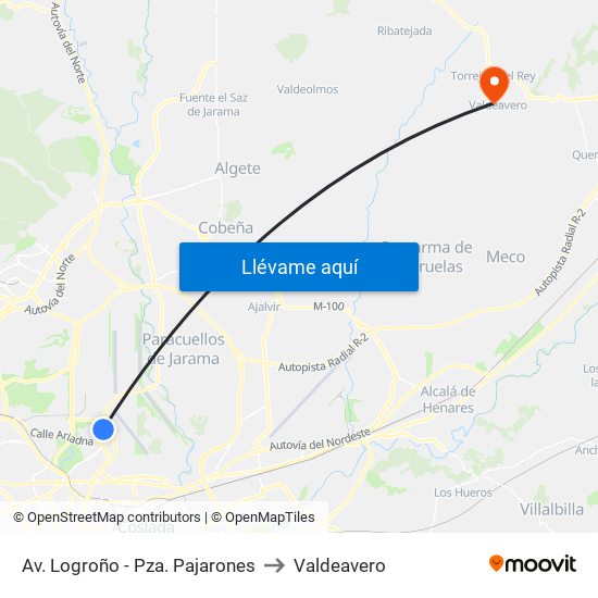Av. Logroño - Pza. Pajarones to Valdeavero map