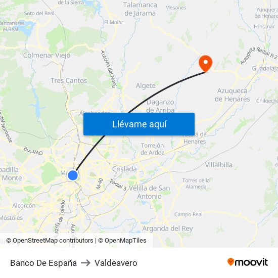 Banco De España to Valdeavero map