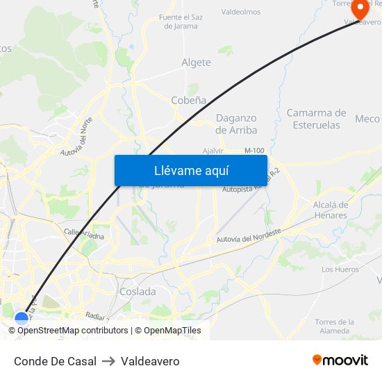 Conde De Casal to Valdeavero map