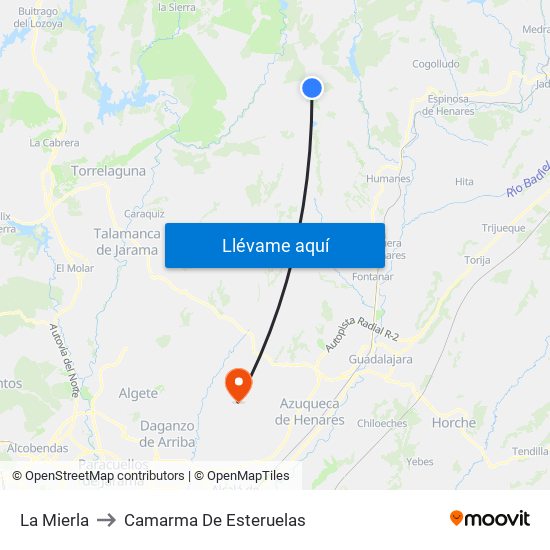 La Mierla to Camarma De Esteruelas map