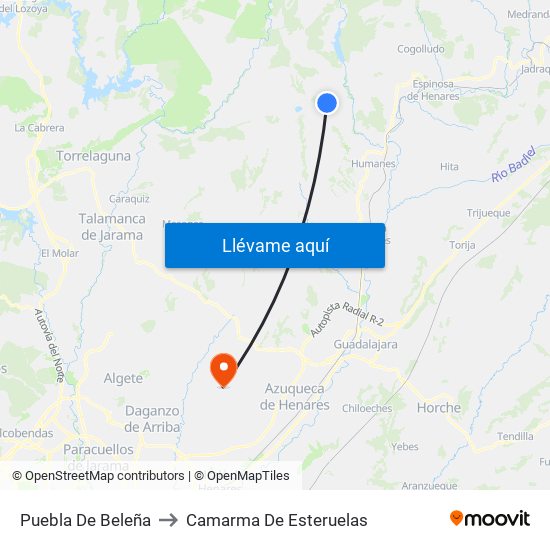 Puebla De Beleña to Camarma De Esteruelas map
