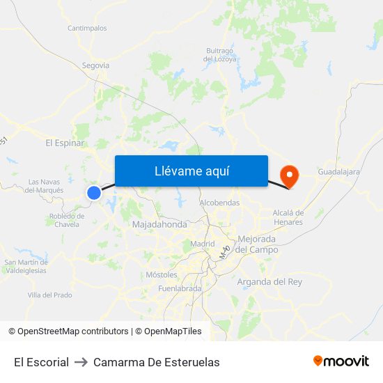 El Escorial to Camarma De Esteruelas map