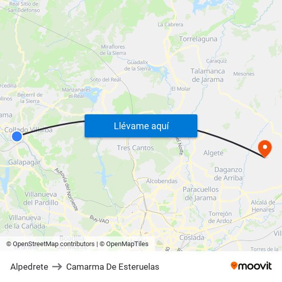 Alpedrete to Camarma De Esteruelas map
