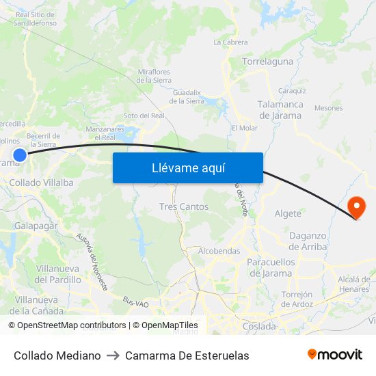 Collado Mediano to Camarma De Esteruelas map