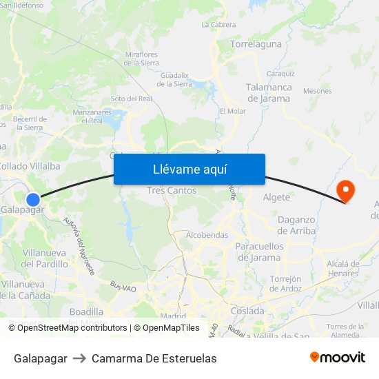 Galapagar to Camarma De Esteruelas map