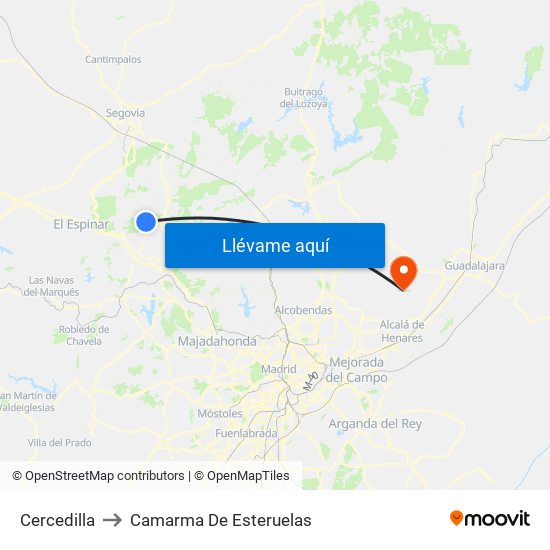 Cercedilla to Camarma De Esteruelas map