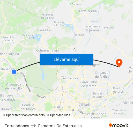 Torrelodones to Camarma De Esteruelas map