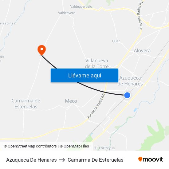 Azuqueca De Henares to Camarma De Esteruelas map