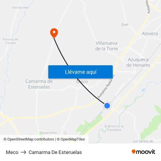 Meco to Camarma De Esteruelas map