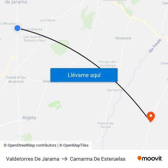 Valdetorres De Jarama to Camarma De Esteruelas map
