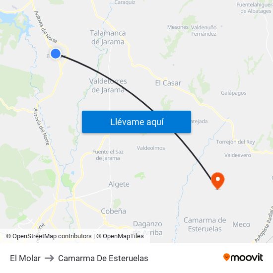 El Molar to Camarma De Esteruelas map