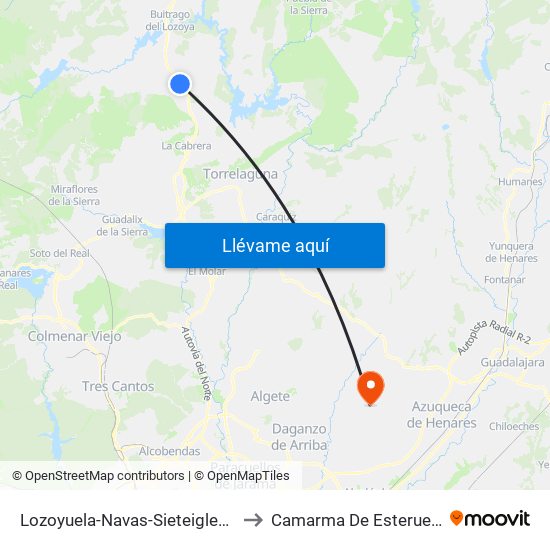 Lozoyuela-Navas-Sieteiglesias to Camarma De Esteruelas map