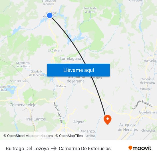 Buitrago Del Lozoya to Camarma De Esteruelas map