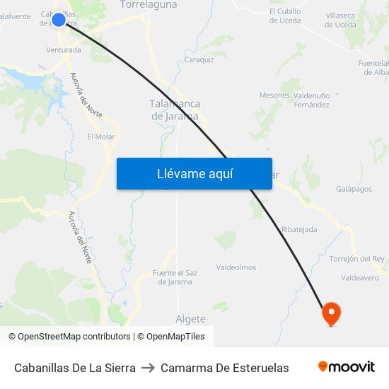 Cabanillas De La Sierra to Camarma De Esteruelas map