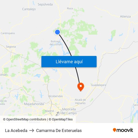 La Acebeda to Camarma De Esteruelas map