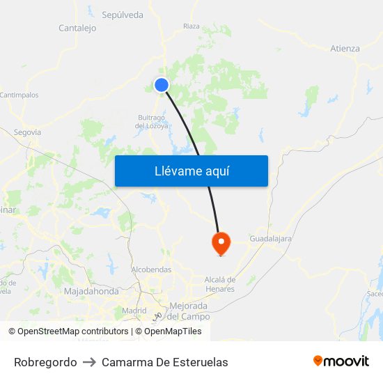 Robregordo to Camarma De Esteruelas map