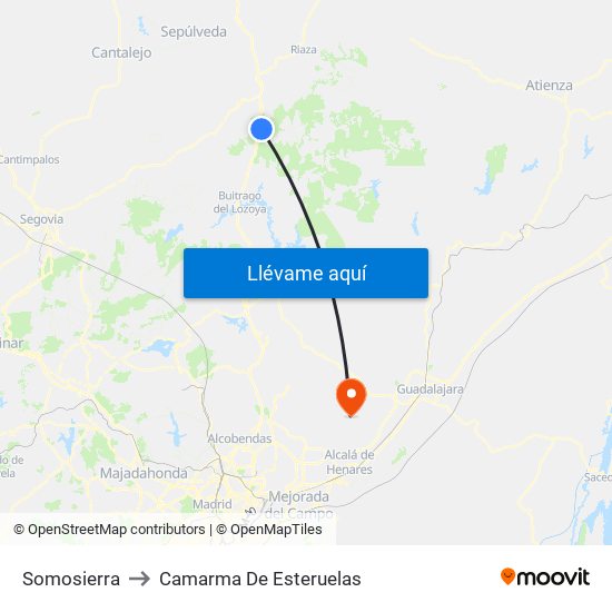 Somosierra to Camarma De Esteruelas map