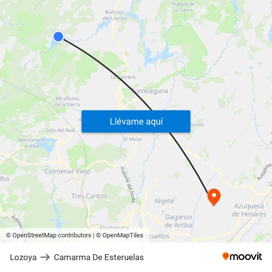 Lozoya to Camarma De Esteruelas map