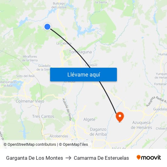 Garganta De Los Montes to Camarma De Esteruelas map