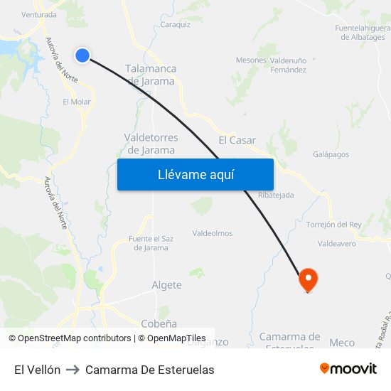 El Vellón to Camarma De Esteruelas map