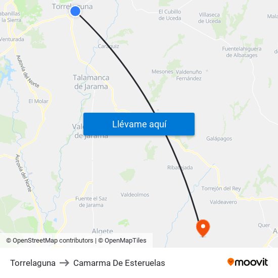 Torrelaguna to Camarma De Esteruelas map