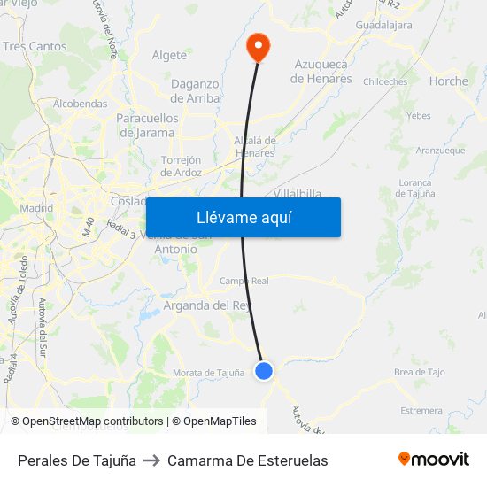 Perales De Tajuña to Camarma De Esteruelas map