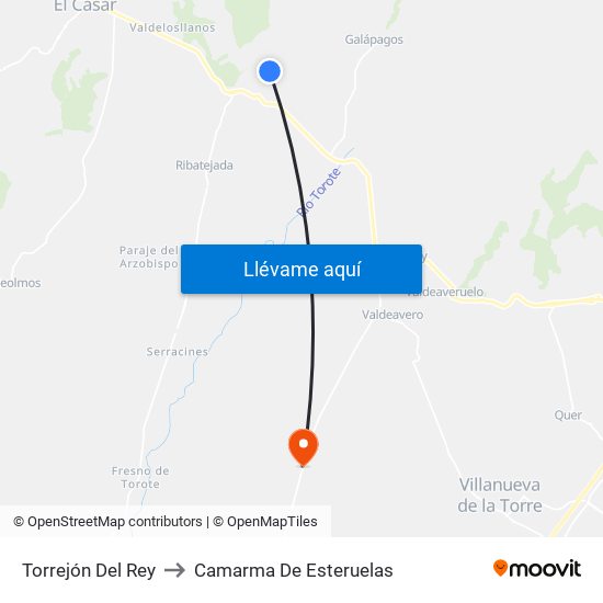 Torrejón Del Rey to Camarma De Esteruelas map