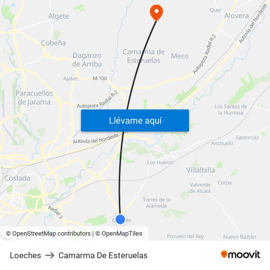 Loeches to Camarma De Esteruelas map