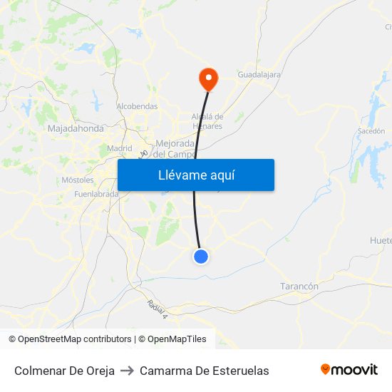 Colmenar De Oreja to Camarma De Esteruelas map