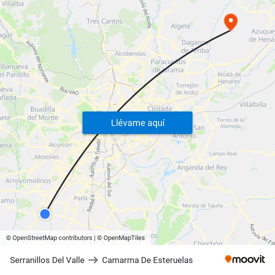 Serranillos Del Valle to Camarma De Esteruelas map