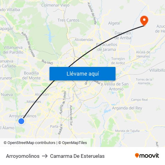 Arroyomolinos to Camarma De Esteruelas map