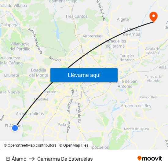 El Álamo to Camarma De Esteruelas map