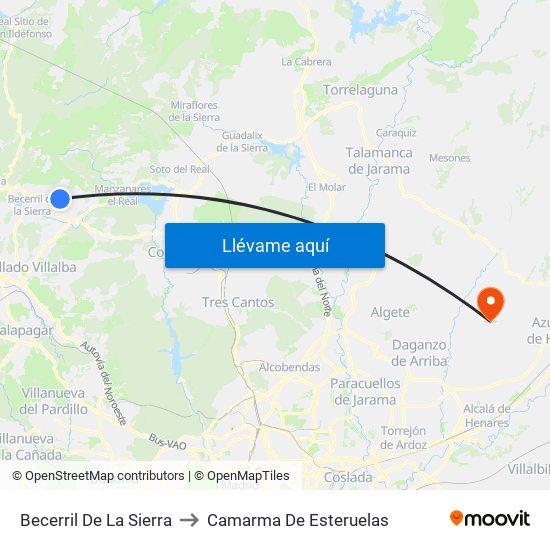 Becerril De La Sierra to Camarma De Esteruelas map