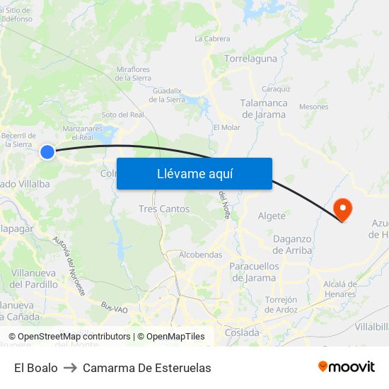 El Boalo to Camarma De Esteruelas map