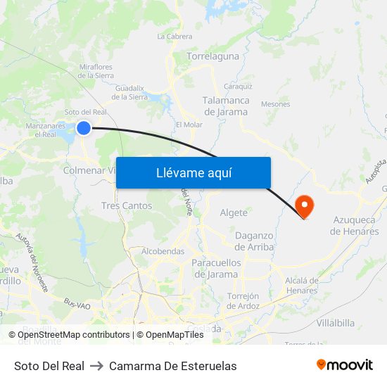 Soto Del Real to Camarma De Esteruelas map