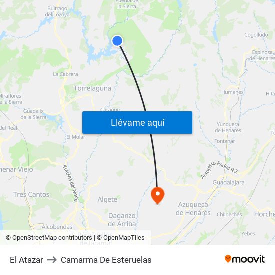 El Atazar to Camarma De Esteruelas map