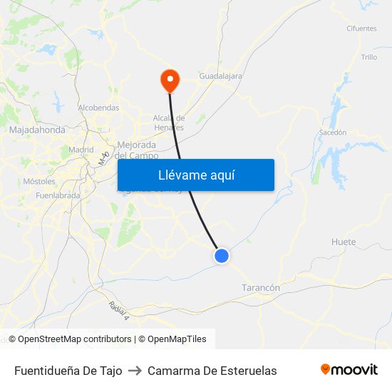 Fuentidueña De Tajo to Camarma De Esteruelas map