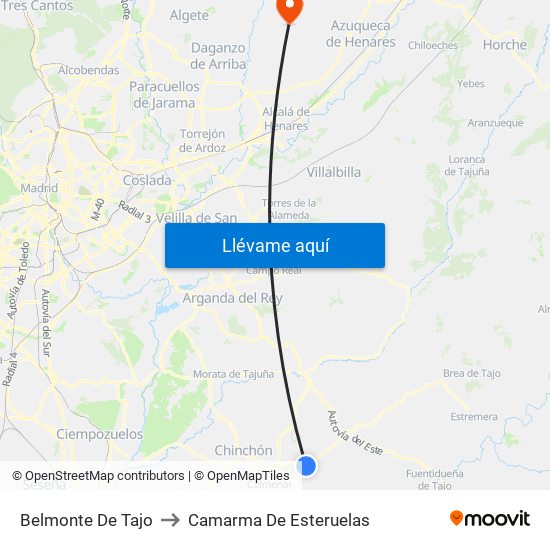Belmonte De Tajo to Camarma De Esteruelas map