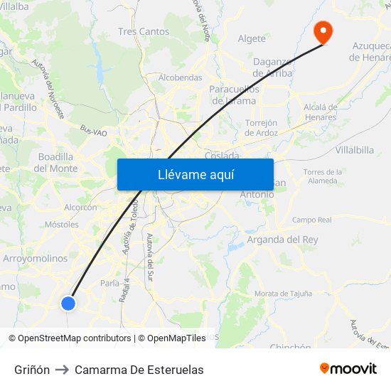 Griñón to Camarma De Esteruelas map