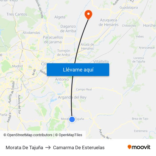 Morata De Tajuña to Camarma De Esteruelas map