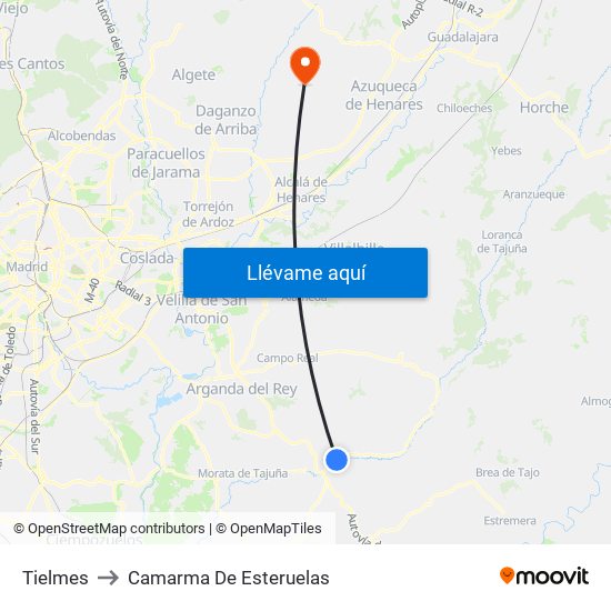Tielmes to Camarma De Esteruelas map