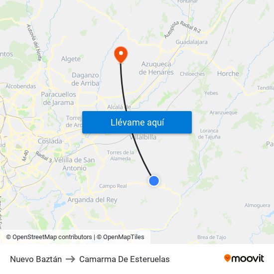 Nuevo Baztán to Camarma De Esteruelas map