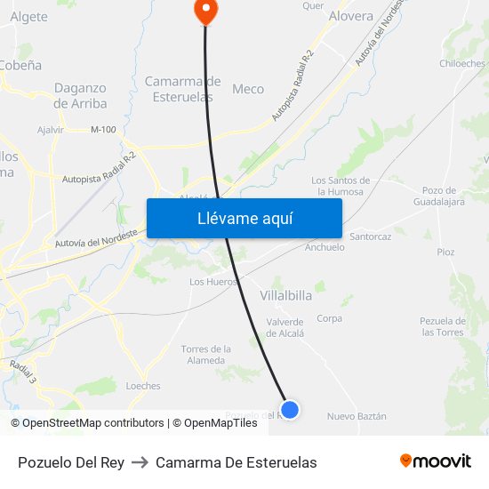 Pozuelo Del Rey to Camarma De Esteruelas map